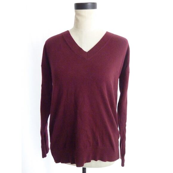 Banana Republic Cashmere Blend Maroon Red V Neck Sweater M - Picture 1 of 6
